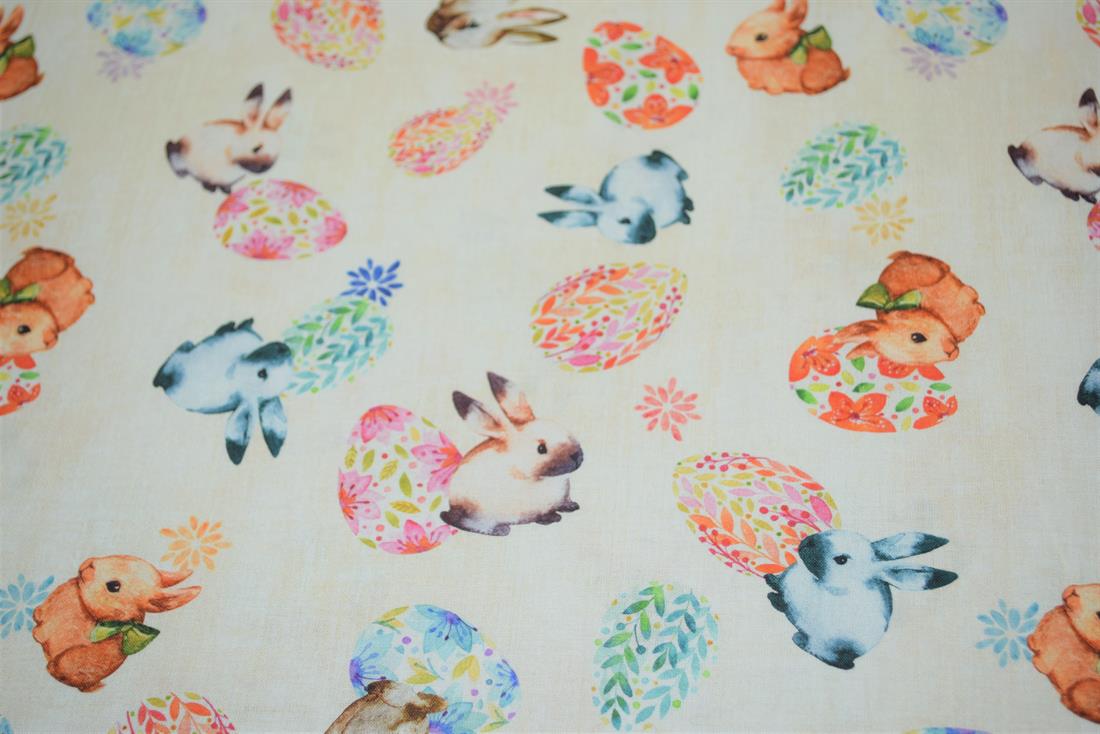Cream Little Johnny Printed 100% Cotton Fabric