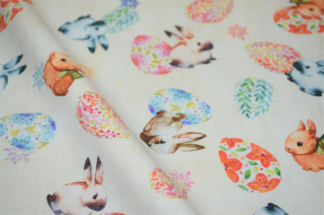 Cream Little Johnny Printed 100% Cotton Fabric