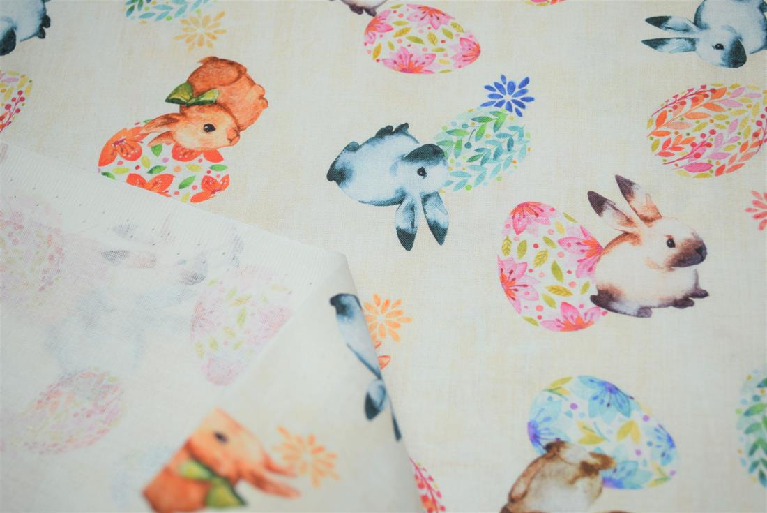 Cream Little Johnny Printed 100% Cotton Fabric