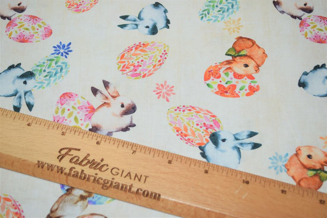 Cream Little Johnny Printed 100% Cotton Fabric
