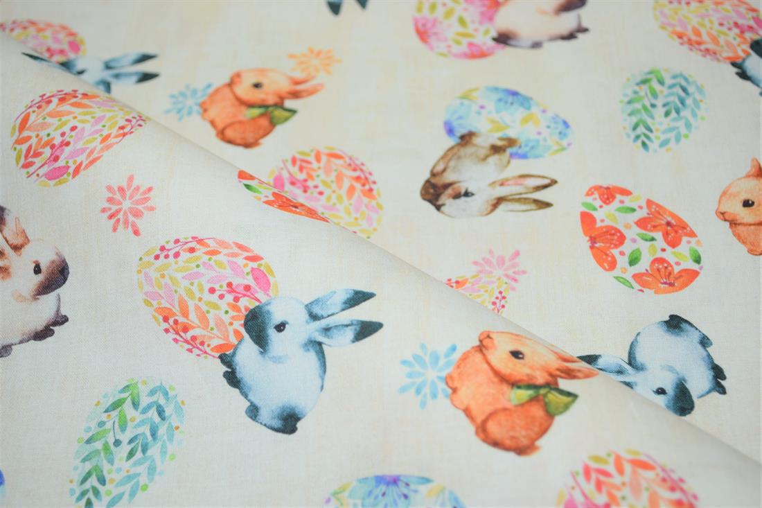 Cream Little Johnny Printed 100% Cotton Fabric