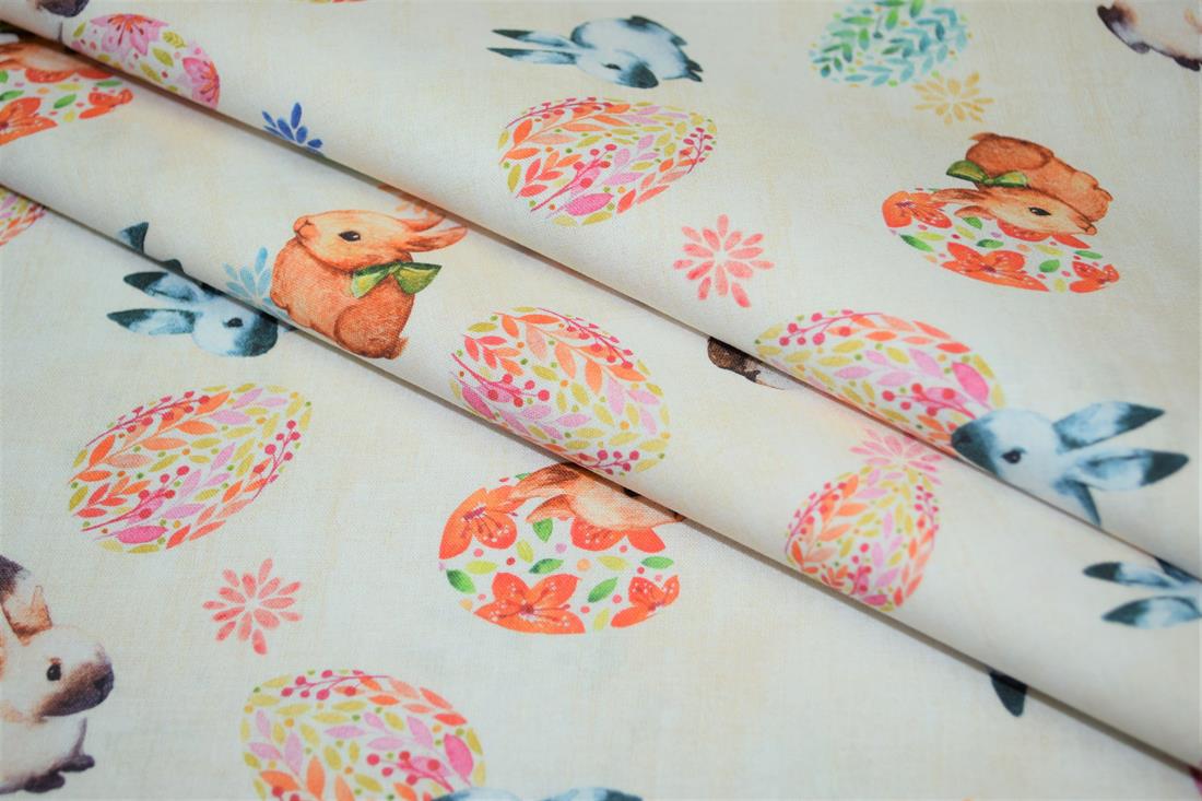 Cream Little Johnny Printed 100% Cotton Fabric