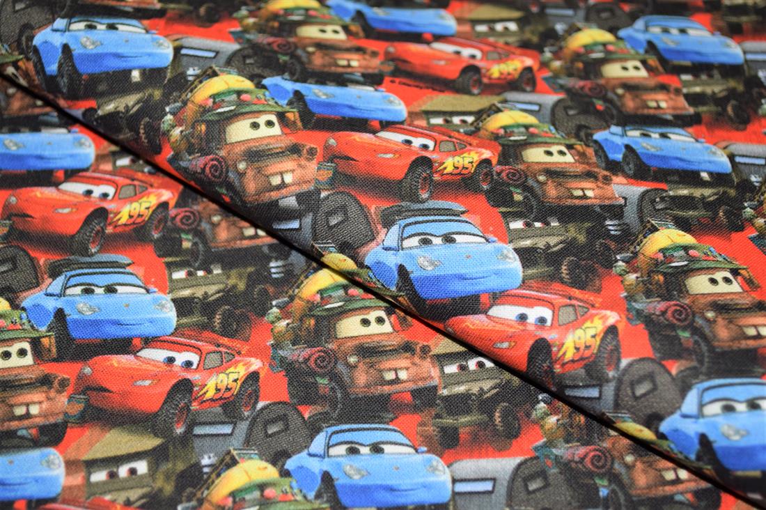 Black Little Johnny Cars Printed 100% Cotton Fabric