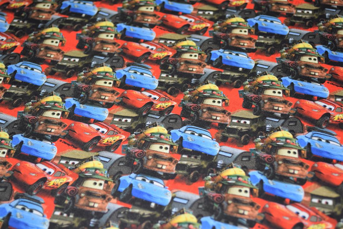 Black Little Johnny Cars Printed 100% Cotton Fabric