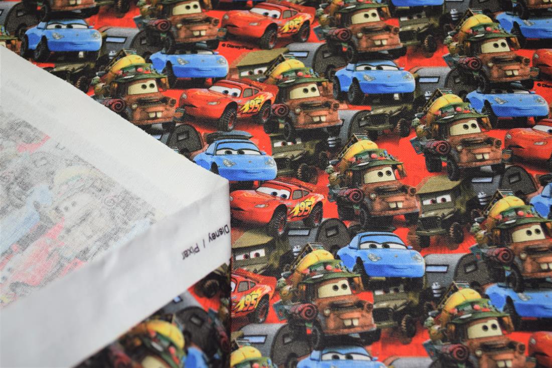 Black Little Johnny Cars Printed 100% Cotton Fabric