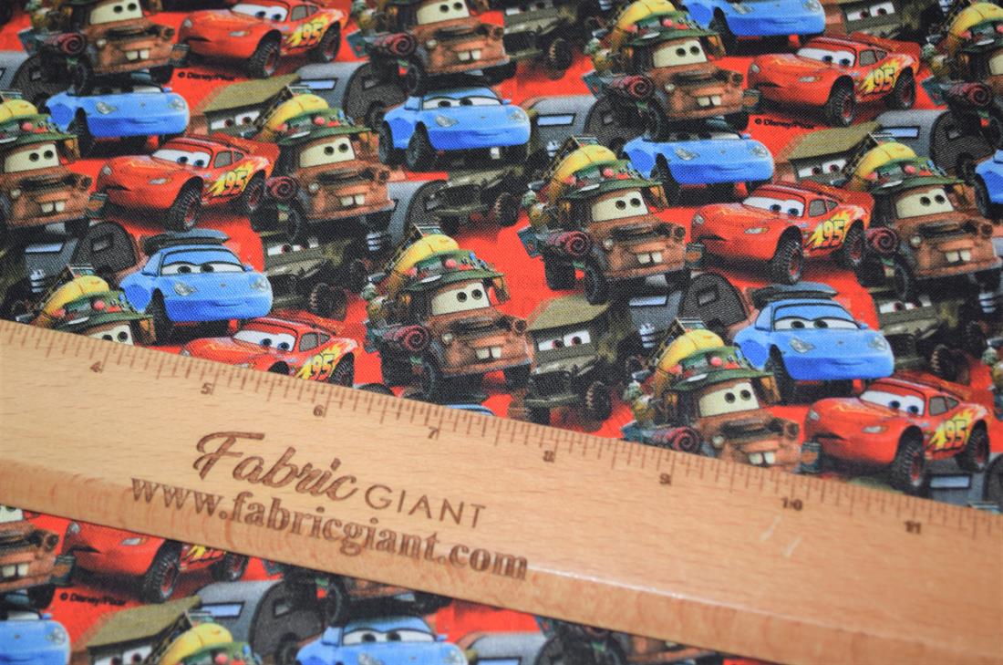 Black Little Johnny Cars Printed 100% Cotton Fabric