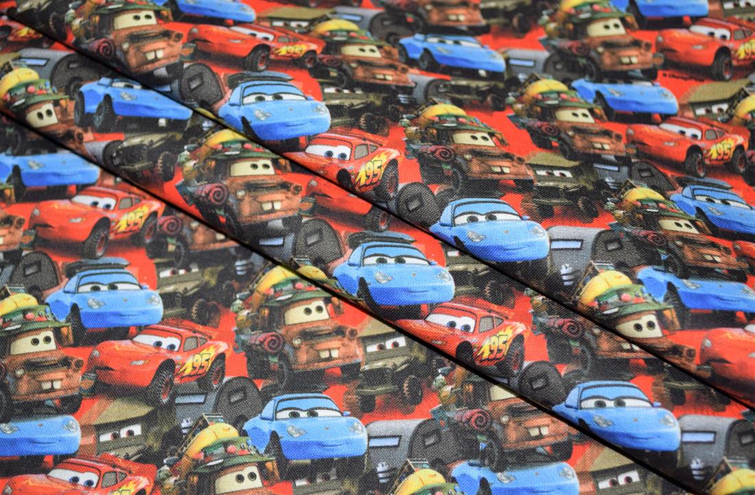 Black Little Johnny Cars Printed 100% Cotton Fabric