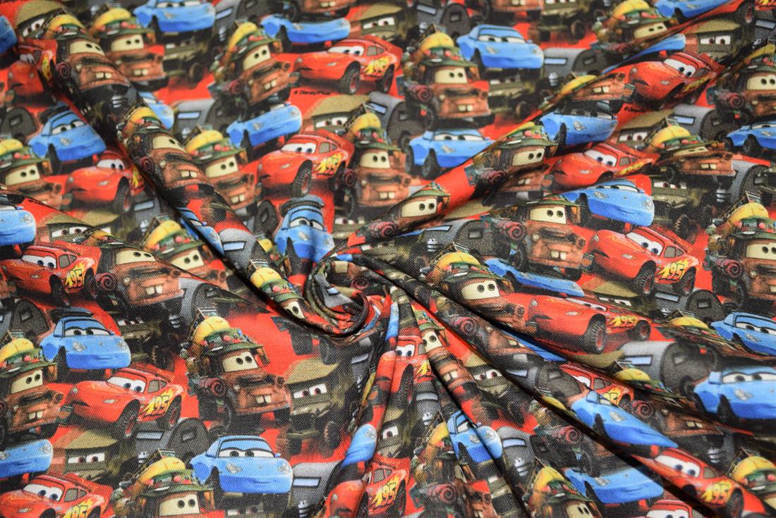 Black Little Johnny Cars Printed 100% Cotton Fabric