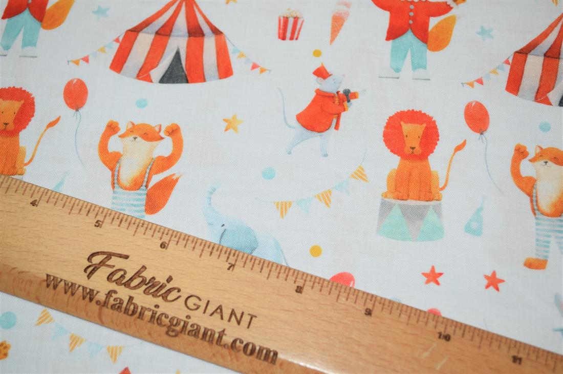 Cream Little Johnny Printed Cract 100% Cotton Circus Fabric