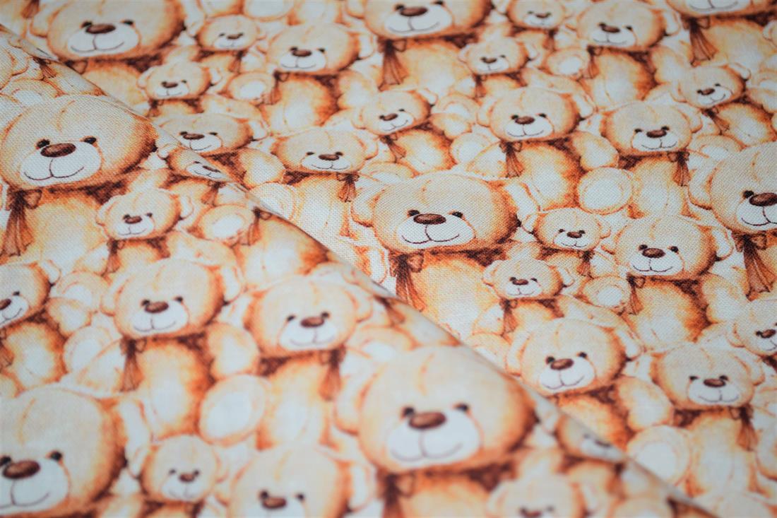 Beige & Copper Teddy Bears Printed Crafty Cottons Digital 100% Cotton…