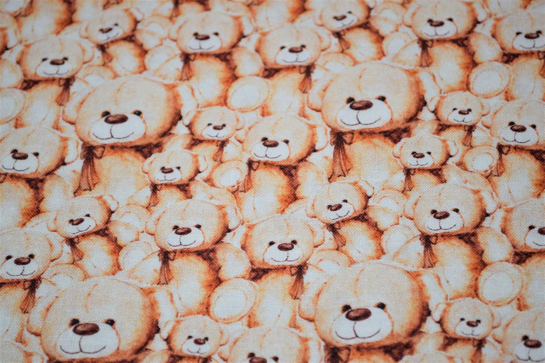 Beige & Copper Teddy Bears Printed Crafty Cottons Digital 100% Cotton…