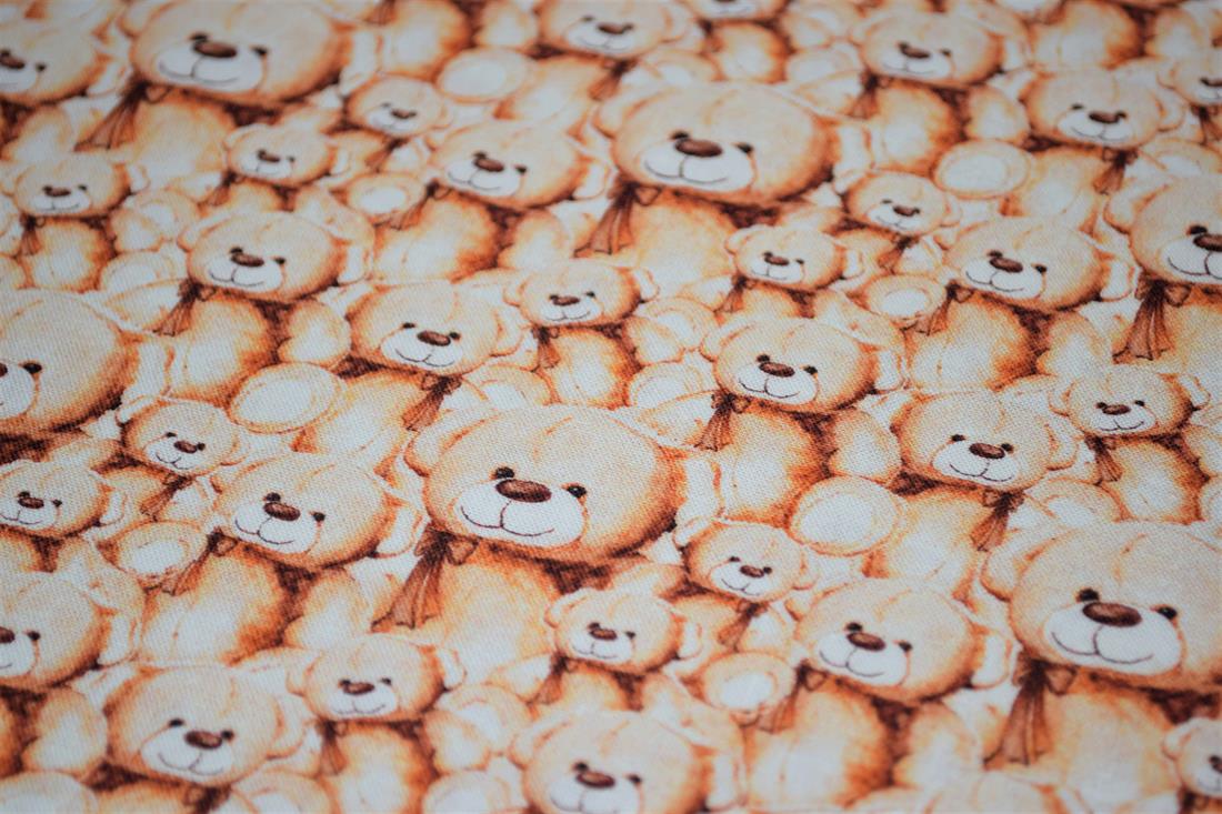 Beige & Copper Teddy Bears Printed Crafty Cottons Digital 100% Cotton…