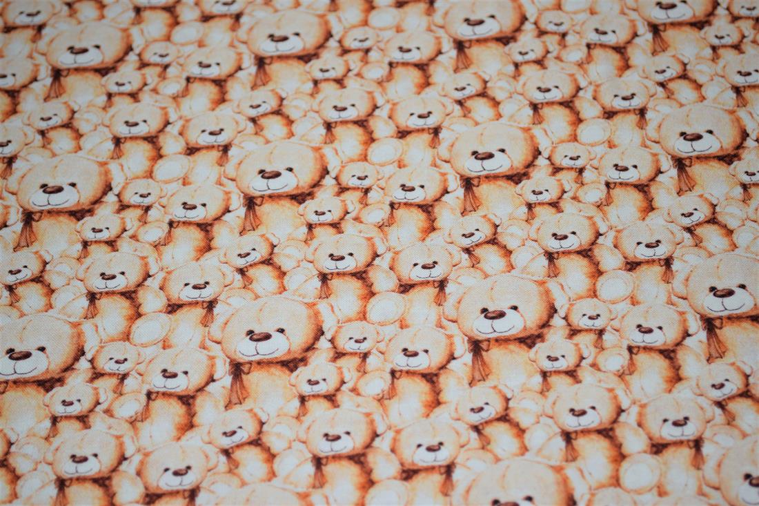 Beige & Copper Teddy Bears Printed Crafty Cottons Digital 100% Cotton…