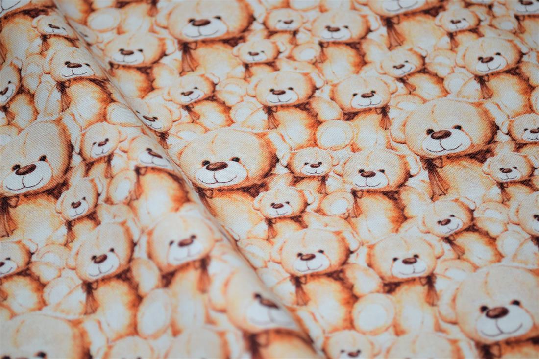 Beige & Copper Teddy Bears Printed Crafty Cottons Digital 100% Cotton…