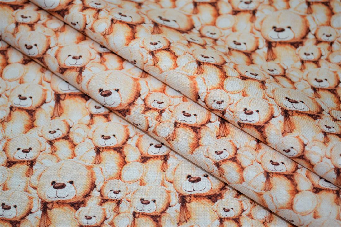 Beige & Copper Teddy Bears Printed Crafty Cottons Digital 100% Cotton…
