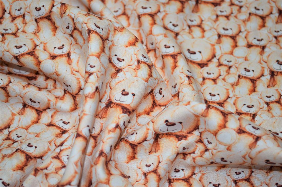 Beige & Copper Teddy Bears Printed Crafty Cottons Digital 100% Cotton…