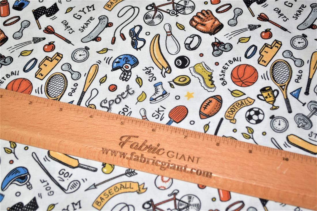 White Printed 100% Cotton Sports Fabric