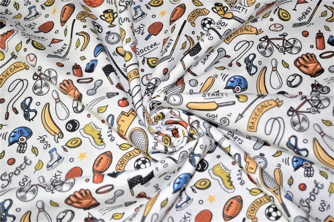 White Printed 100% Cotton Sports Fabric