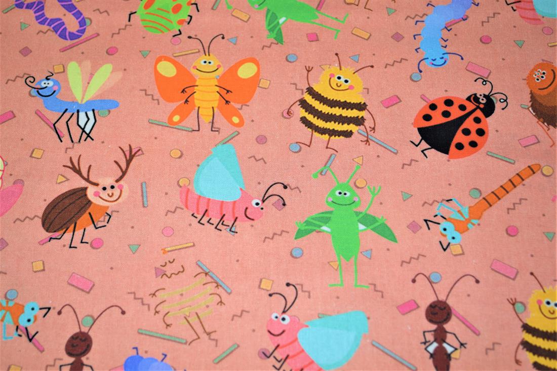 Peach Printed Crafty 100% Cotton Fabric