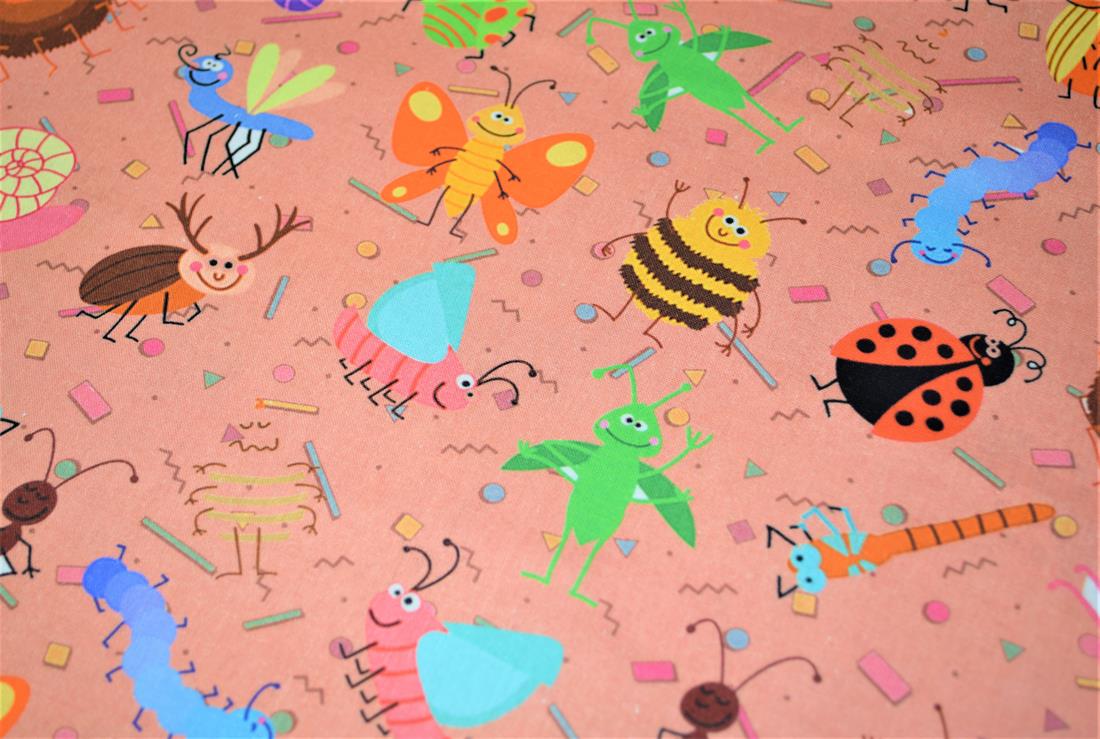 Peach Printed Crafty 100% Cotton Fabric
