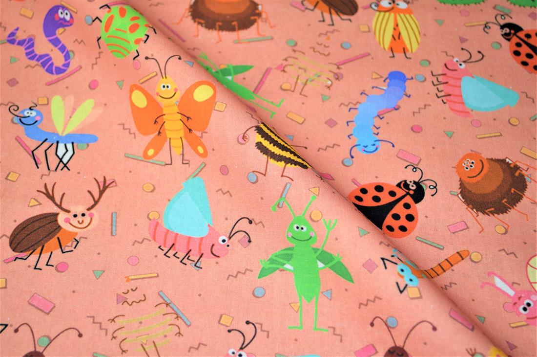 Peach Printed Crafty 100% Cotton Fabric