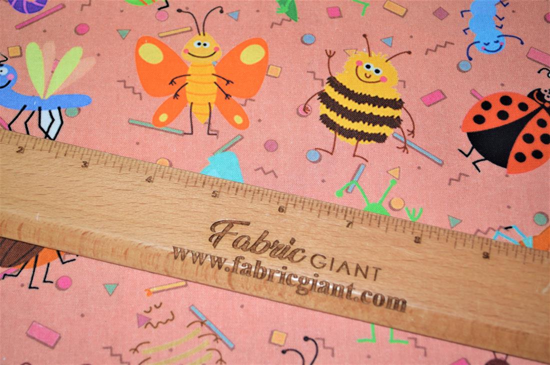 Peach Printed Crafty 100% Cotton Fabric