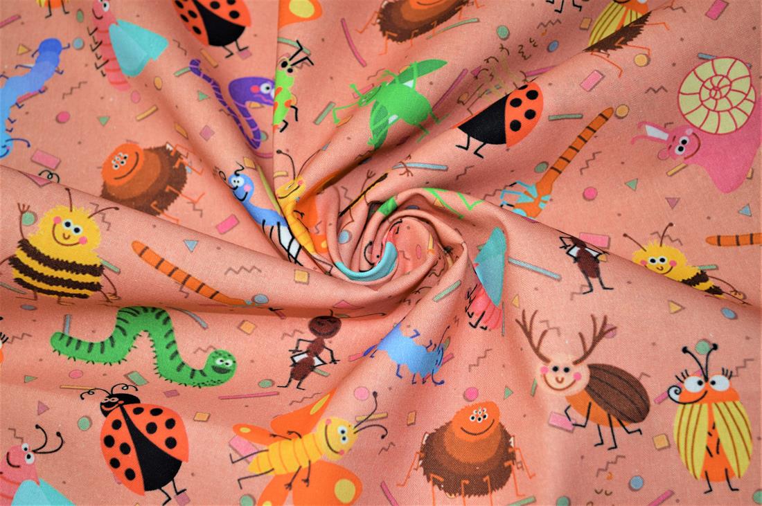Peach Printed Crafty 100% Cotton Fabric