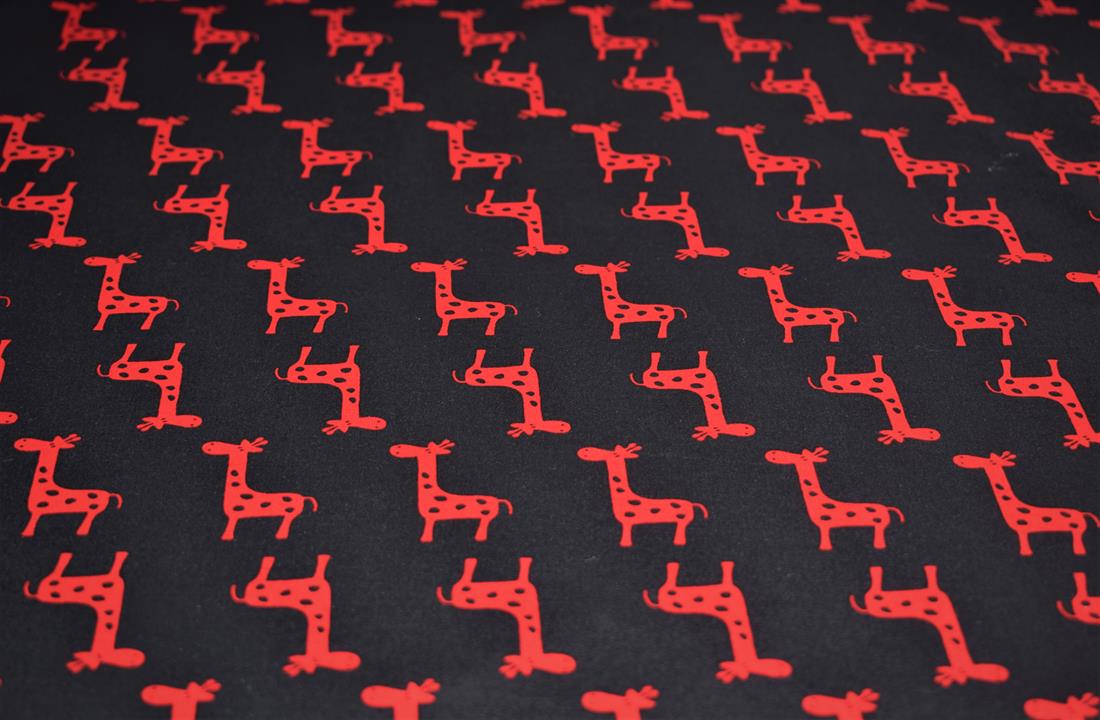 Black Giraffe Print Design Cotton Poplin Fabric