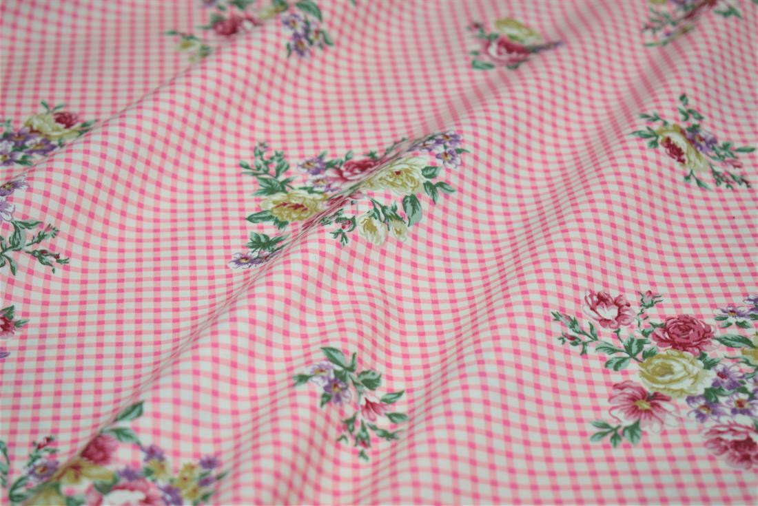 Pink Printed Poplin Cotton Fabric