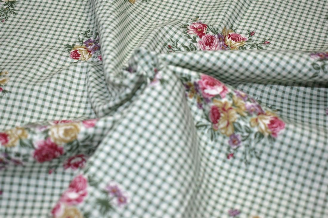 Green Printed Poplin Cotton Fabric