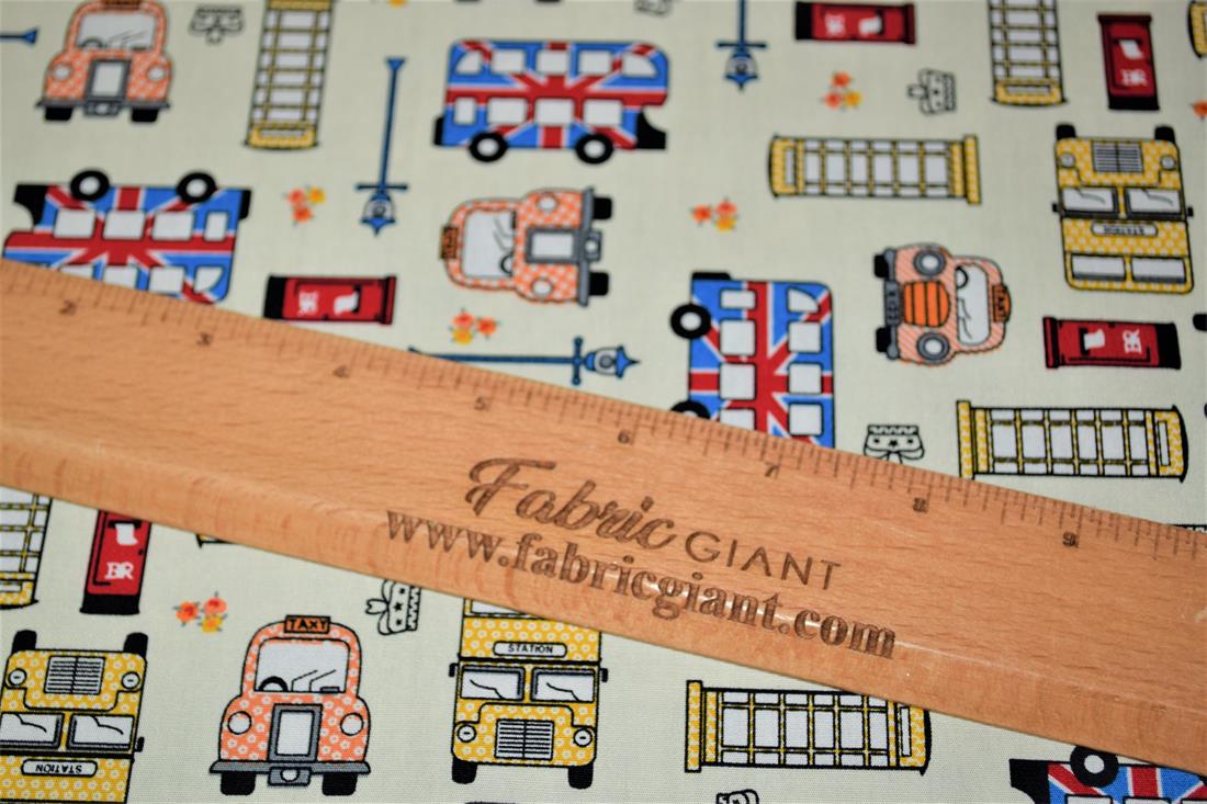 London buses Printed 100% Cotton Fabric