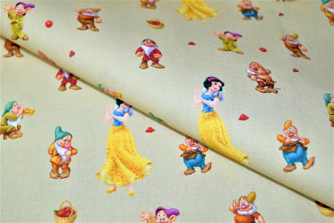 Cream Disney Printed 100% Cotton Fabric