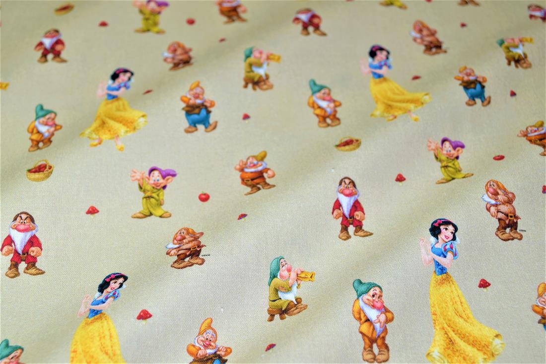 Cream Disney Printed 100% Cotton Fabric