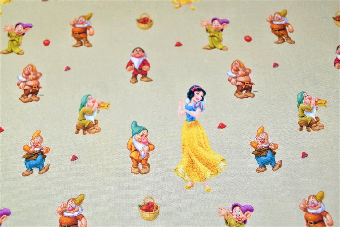 Cream Disney Printed 100% Cotton Fabric