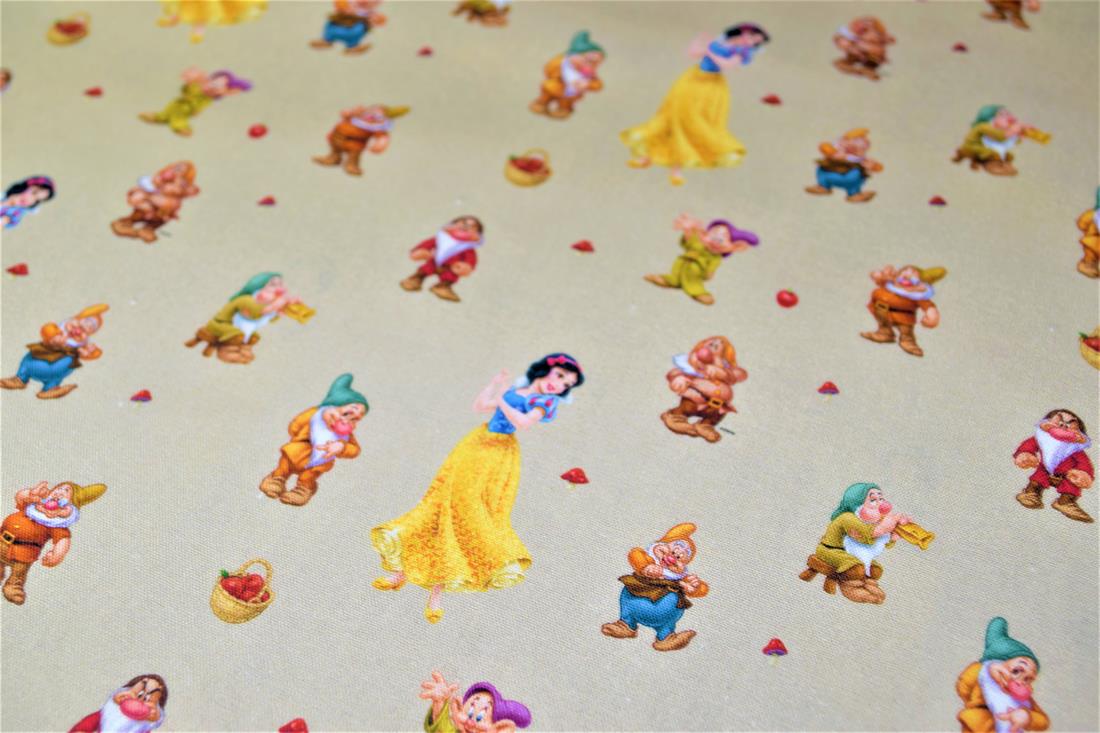 Cream Disney Printed 100% Cotton Fabric