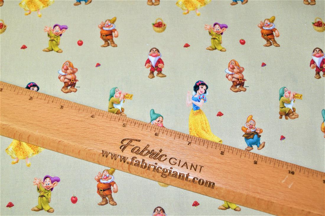 Cream Disney Printed 100% Cotton Fabric