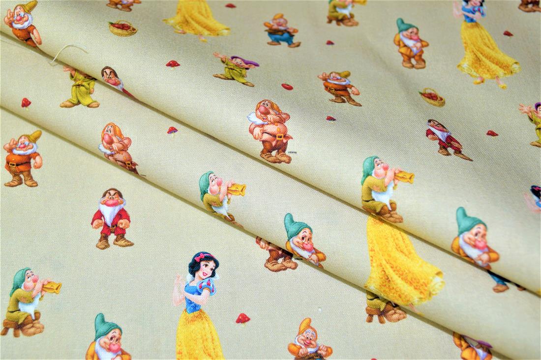 Cream Disney Printed 100% Cotton Fabric