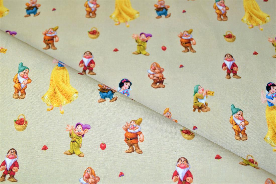 Cream Disney Printed 100% Cotton Fabric