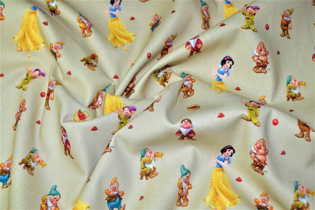 Cream Disney Printed 100% Cotton Fabric