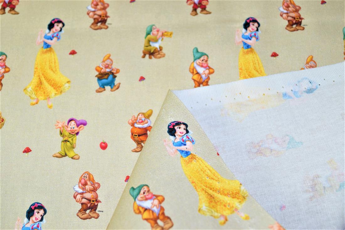 Cream Disney Printed 100% Cotton Fabric