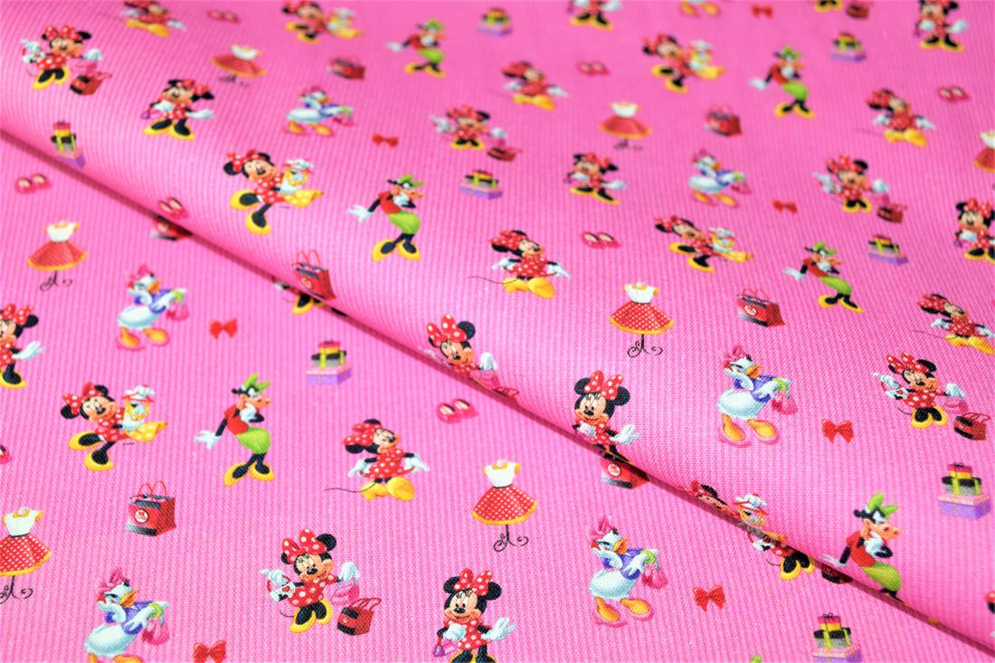 Pink Printed 100% Cotton Disney Mickey Mouse Fabric