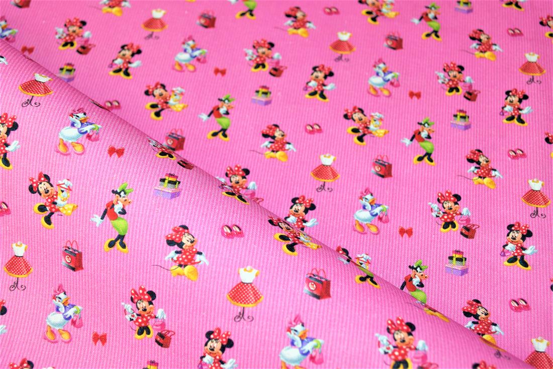Pink Printed 100% Cotton Disney Mickey Mouse Fabric