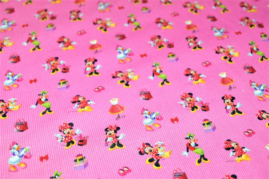 Pink Printed 100% Cotton Disney Mickey Mouse Fabric