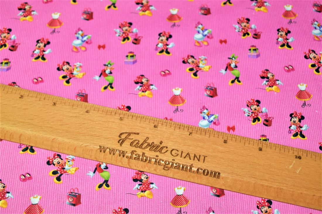 Pink Printed 100% Cotton Disney Mickey Mouse Fabric