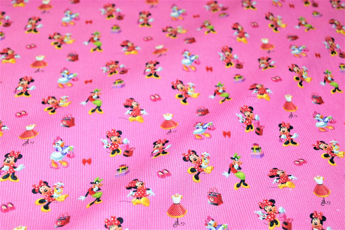 Pink Printed 100% Cotton Disney Mickey Mouse Fabric
