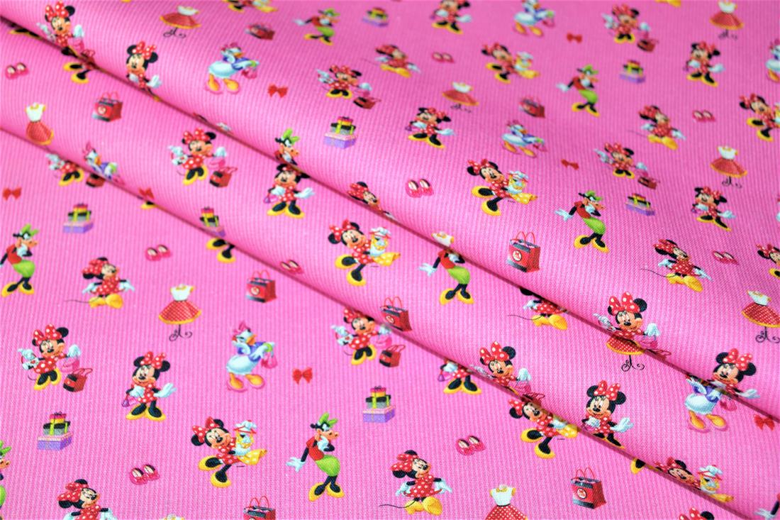 Pink Printed 100% Cotton Disney Mickey Mouse Fabric