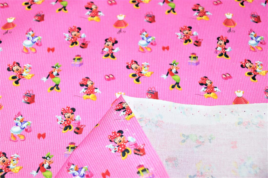 Pink Printed 100% Cotton Disney Mickey Mouse Fabric