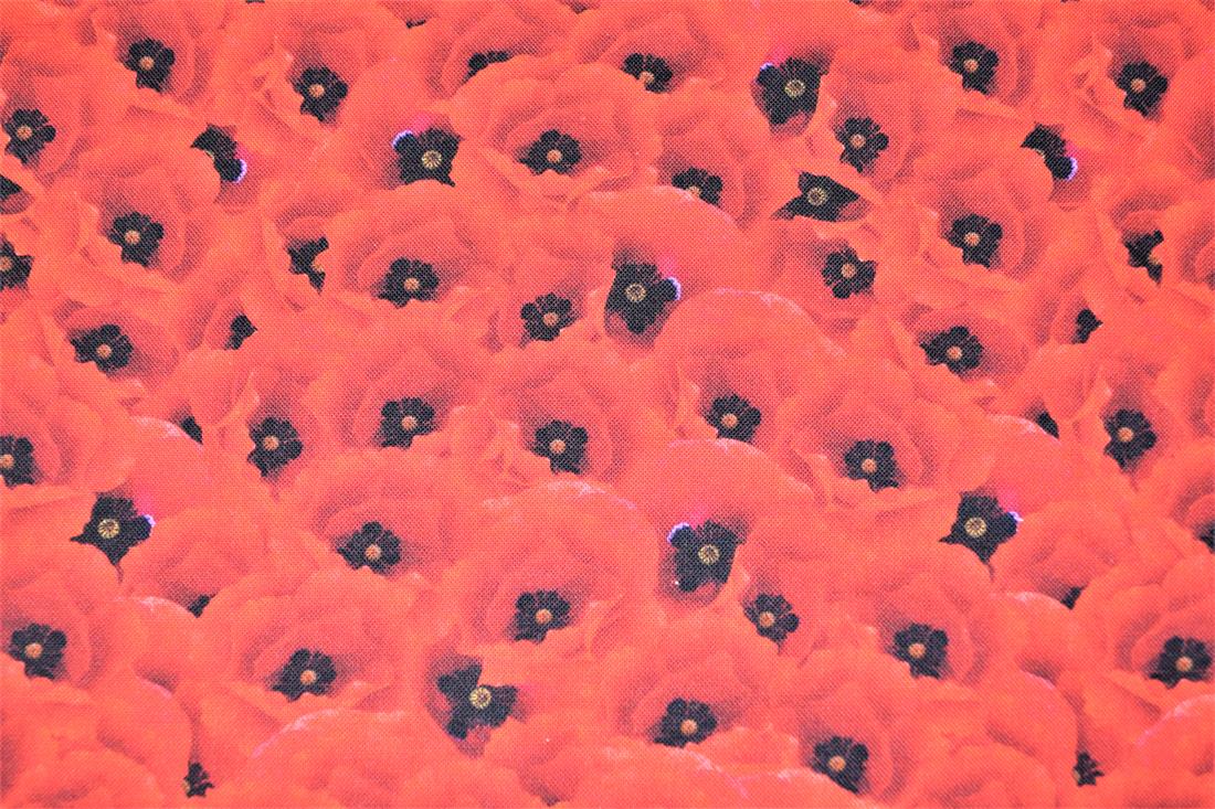 Red Poppy Leaves Printed 100% Cotton Fabric