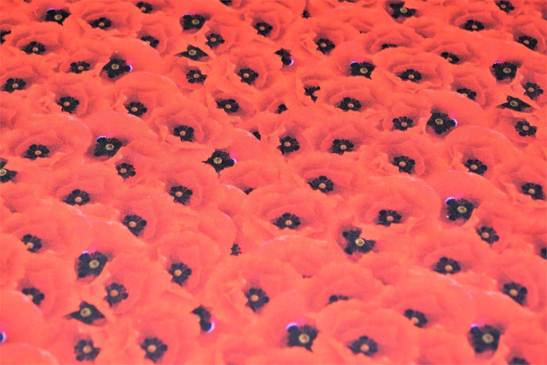 Red Poppy Leaves Printed 100% Cotton Fabric