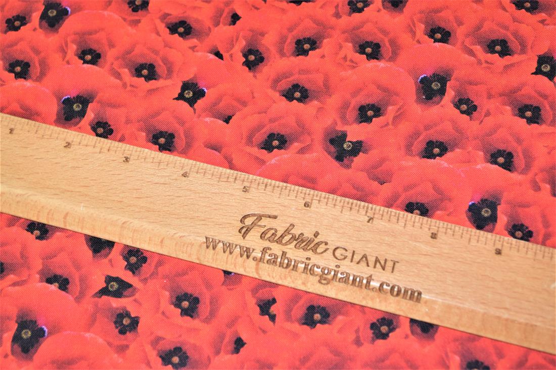 Red Poppy Leaves Printed 100% Cotton Fabric